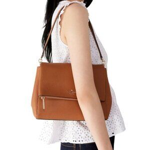 Kate Spade Leila Medium Flap Shoulder Bag in Warm Gingerbread